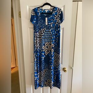Chicos Travelers Mixed Dots Classic Maxi Dress - Intense Azure Size 1